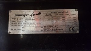 Thumbnail image of Bendi Narrow Aisle Articulated Forklift BE40V47X(55), 2007, 2,500 hours, 4.7m, 