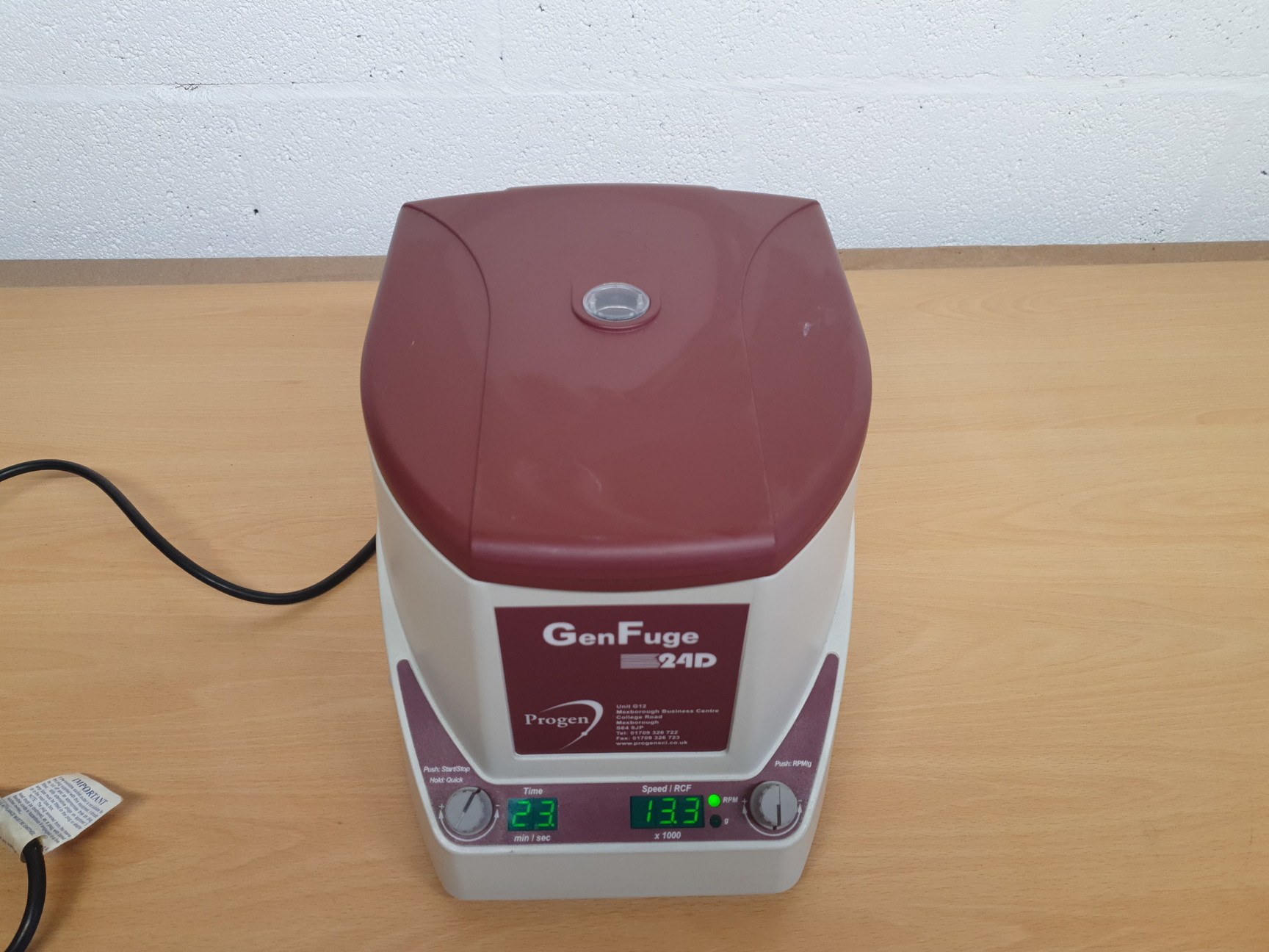 Image of Progen Scientific GenFuge 24D Digital Microcentrifuge Lab Centrifuge 