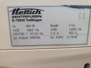 Thumbnail image of Hettich Zentrifugen Universal 30F Lab Centrifuge With Rotor 1424A