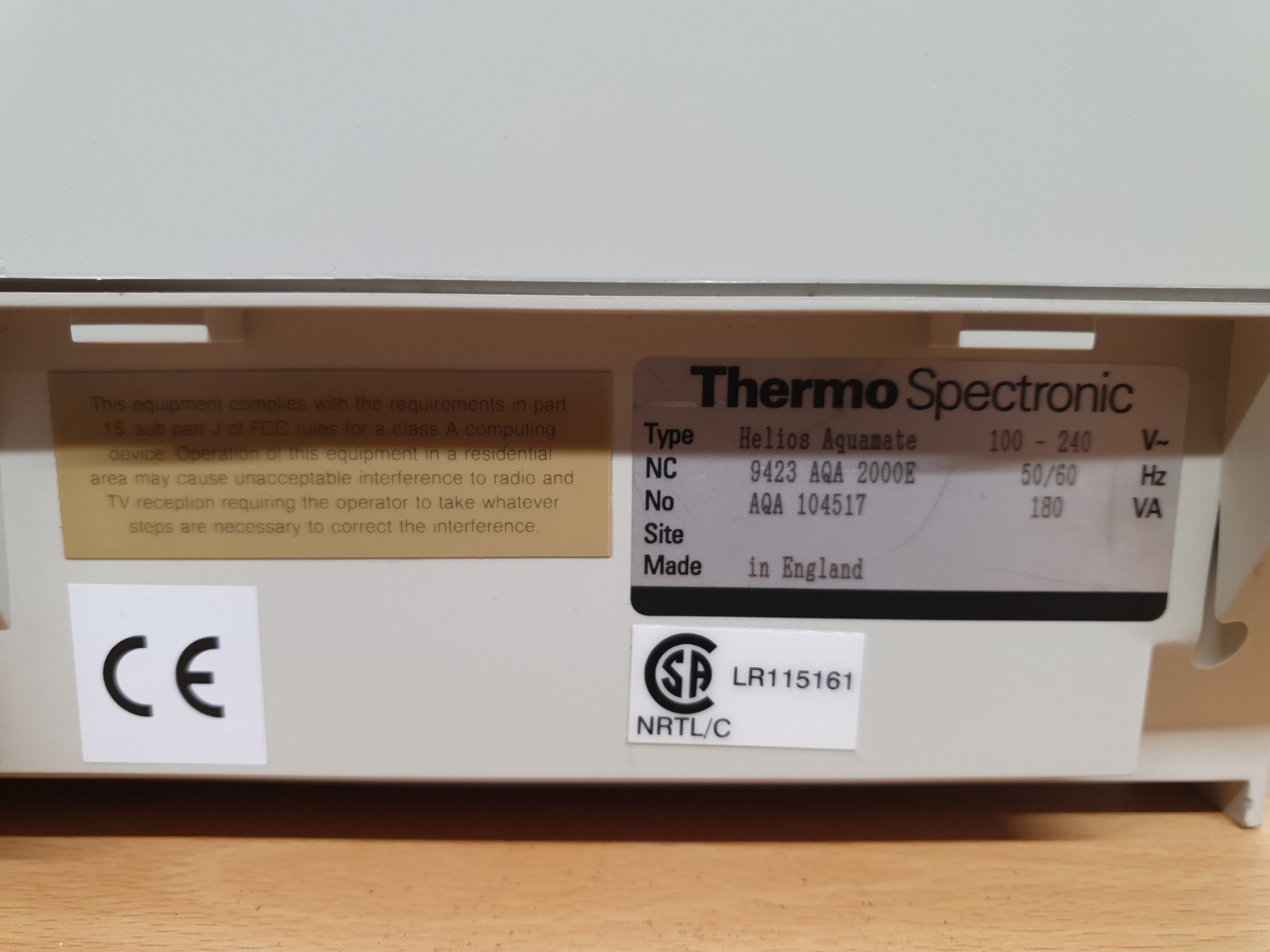 Image of Thermo Spectronic Helios Aquamate Spectrophotometer UV-Visible  Lab
