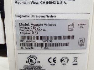 Thumbnail image of Siemens Acuson Antares Diagnostic Ultrasound System With Manual & Software