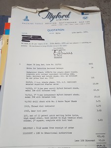 Thumbnail image of Myford Super 7B Long Bed High Speed Lathe 1972 Hardened Bed