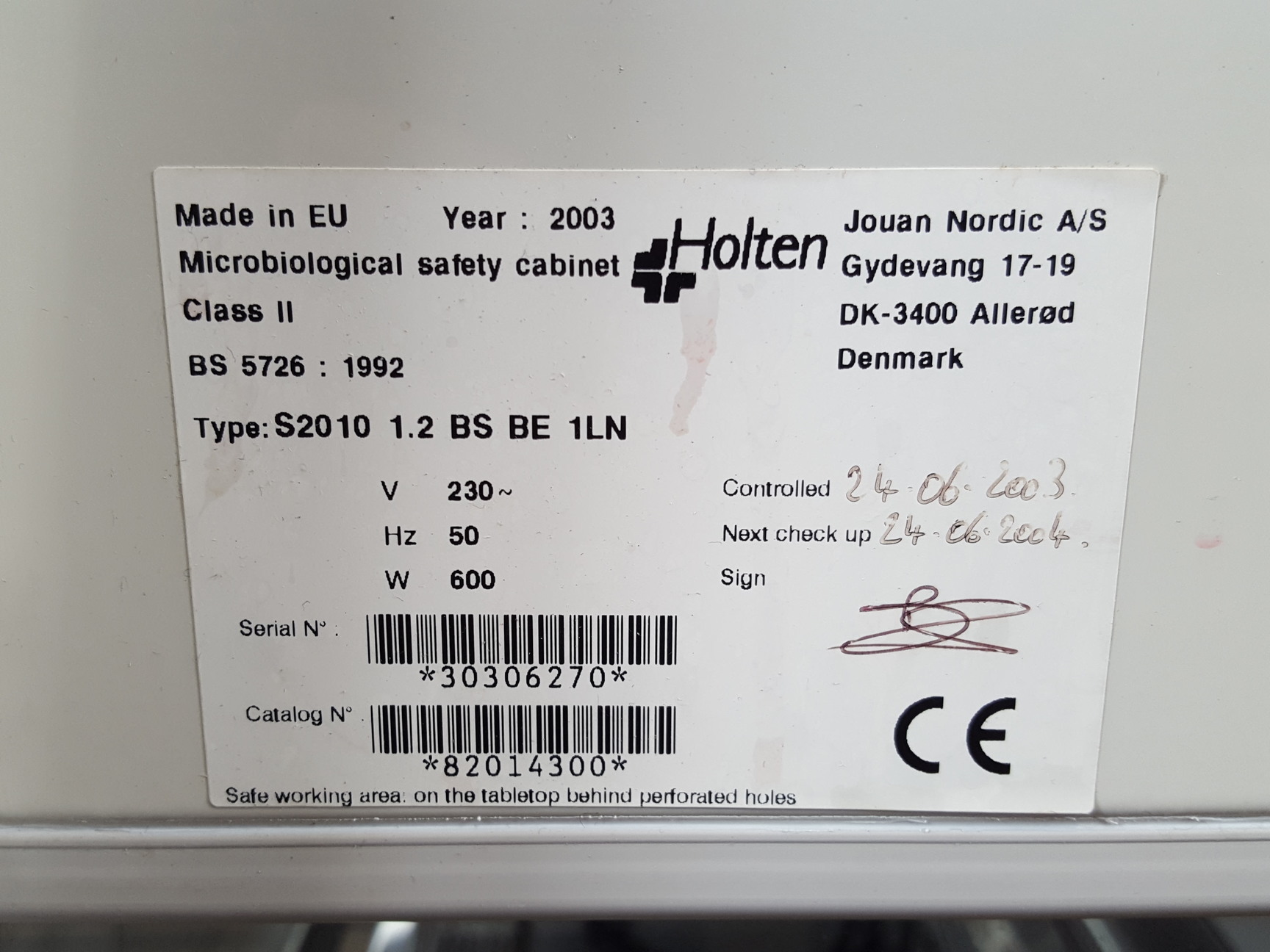 Image of Holten LaminAir Flow Cabinet Model 1.2 S2010 Spares of Repairs Lab