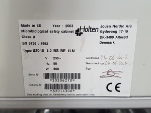 Thumbnail image of Holten LaminAir Flow Cabinet Model 1.2 S2010 Spares of Repairs Lab