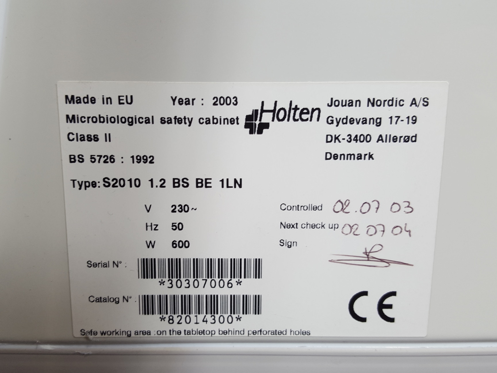 Image of Holten LaminAir Biological Cabinet 1.2 S2010 CatNo:82414300 Spares / Repair Lab