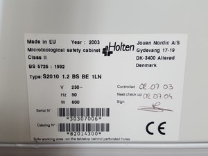 Thumbnail image of Holten LaminAir Biological Cabinet 1.2 S2010 CatNo:82414300 Spares / Repair Lab