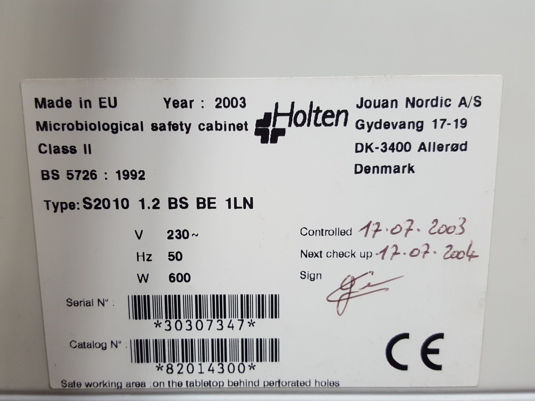 Image of Holten LaminAir S2010 1.2 Microbiological Safety Cabinet - Spares / Repairs