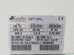 Thumbnail image of Heraeus Herasafe HS-12 Class II Flow Cabinet Lab Spares or Repairs