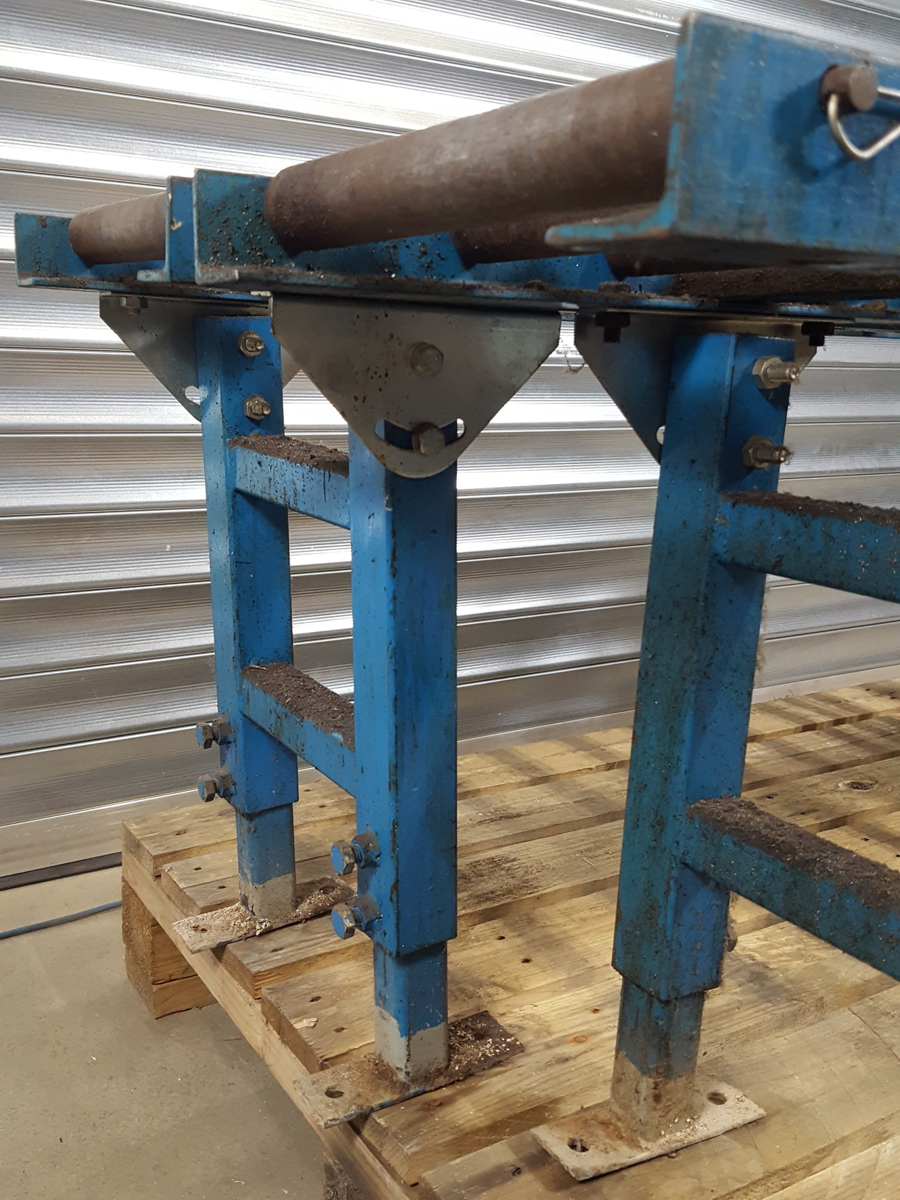 Image of 2x Height Adjustable Roller Conveyor Tables 152.5cm Long Engineering Workshop