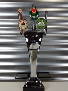 Thumbnail image of Chrome 3 Tap Draught Beer/Cider Pump Bar Heineken, Longhorn, Birra Moretti