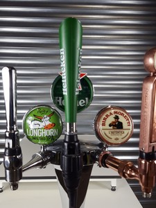 Thumbnail image of Chrome 3 Tap Draught Beer/Cider Pump Bar Heineken, Longhorn, Birra Moretti