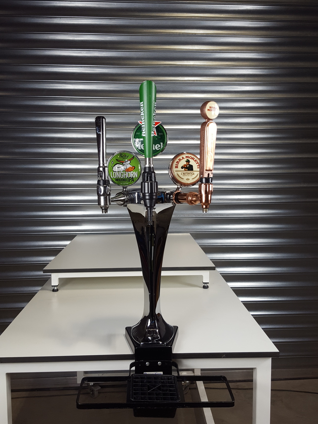 Image of Chrome 3 Tap Draught Beer/Cider Pump Bar Heineken, Longhorn, Birra Moretti
