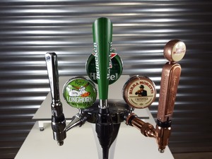 Thumbnail image of Chrome 3 Tap Draught Beer/Cider Pump Bar Heineken, Longhorn, Birra Moretti