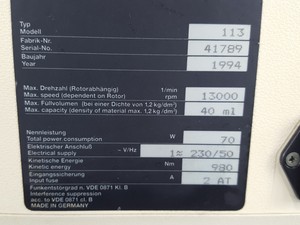 Thumbnail image of Sigma 113 Mini Microcentrifuge Centrifuge 13000rpm 40mL Lab