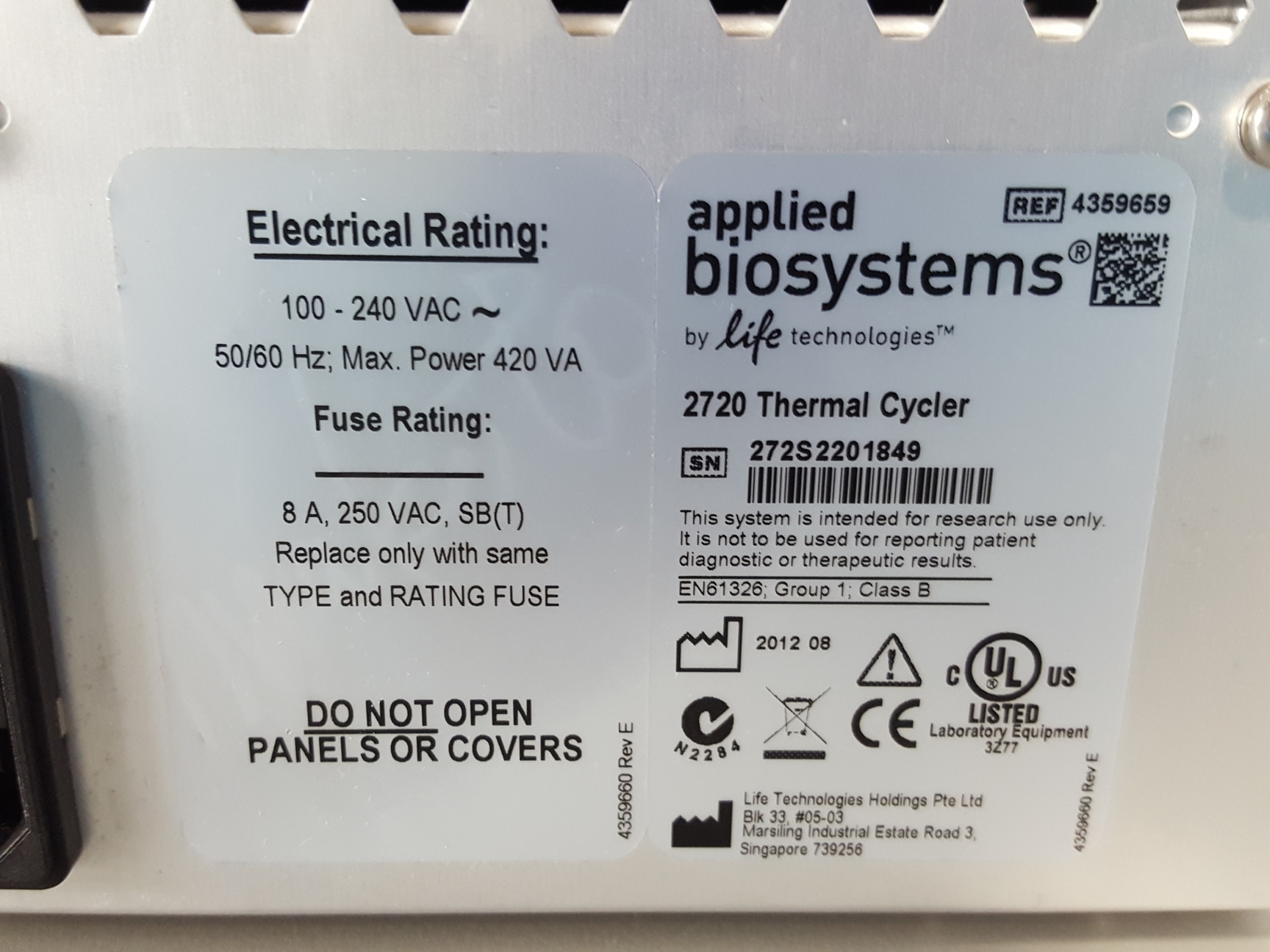 Image of Applied Biosystems 2720 Benchtop PCR Thermal Cycler Lab