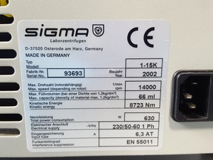 Thumbnail image of Sigma 1-16K Refrigerated Benchtop Centrifuge 14000rpm Lab