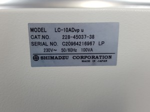 Thumbnail image of Shimadzu LC-10AD VP Liquid Chromatograph 228-45037-38 HPLC Lab