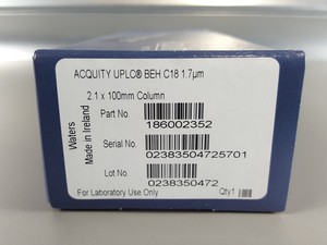 Thumbnail image of Waters Acquity UPLC BEH C18 1.7um 2.1 x 100mm UPLC Column 186002352 Lab