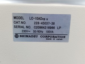 Thumbnail image of Shimadzu HPLC SPD-10 UV Detector, CTO-10AC, SCL-10A, LC-10AD, SIL-10AD, Lab