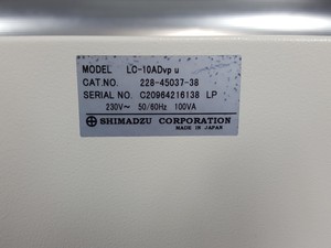 Thumbnail image of Shimadzu HPLC SPD-10 UV Detector, CTO-10AC, SCL-10A, LC-10AD, SIL-10AD, Lab