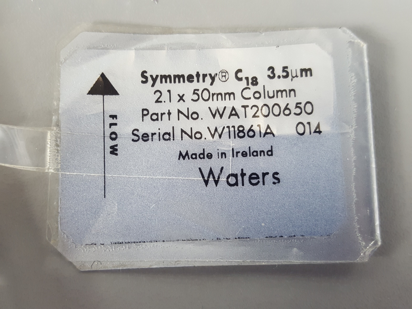 Image of Waters Symmetry C18 3.5um 2.1 x 50mm HPLC Chromatography Column Lab