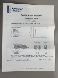 Thumbnail image of Waters Symmetry C18 3.5um 2.1 x 50mm HPLC Chromatography Column Lab