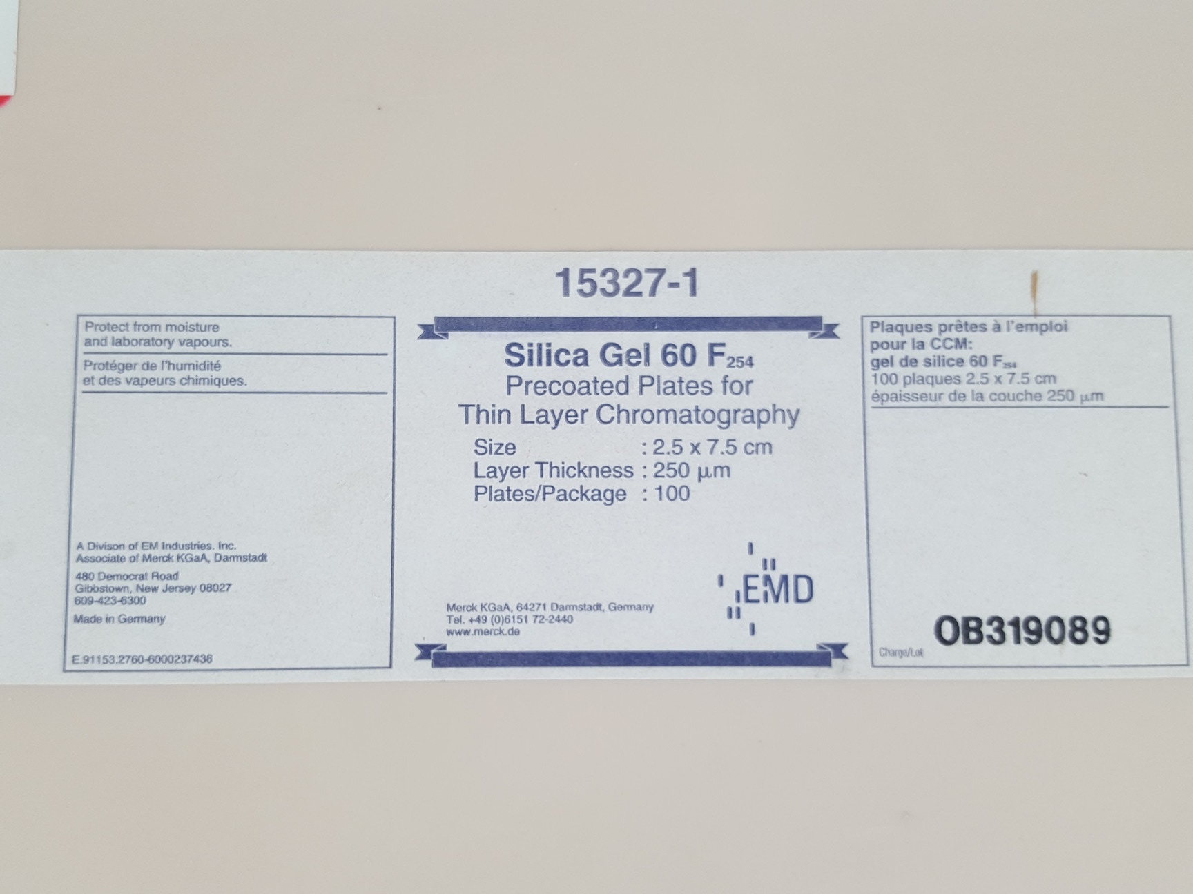 Image of Sigma-Aldrich Z292982-1PAK TLC Plate 250um layer, 2.5 x 7.5cm Lab