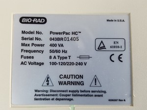 Thumbnail image of Bio-Rad PowerPac HC High-Current Electrophoresis Power Supply 400VA Lab
