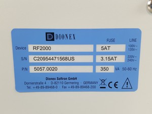 Thumbnail image of Shimadzu RF-10AXL Fluorescence Detector Dionex FR2000 PN 5057-0020 Lab