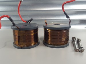 Thumbnail image of Pair of Large Flat Copper Coil Inductors 15.5cm x 11cm 