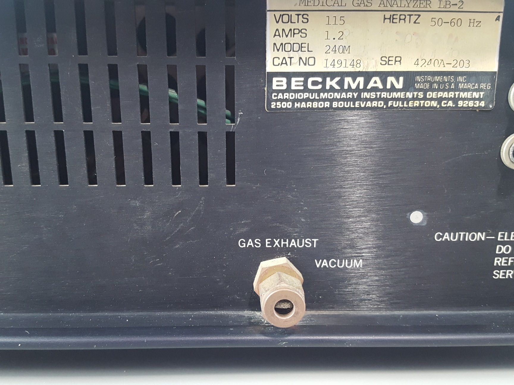 Image of Beckman Medical Gas Analyser LB-2 3-2 System Model 240m Carbon Dioxide Lab
