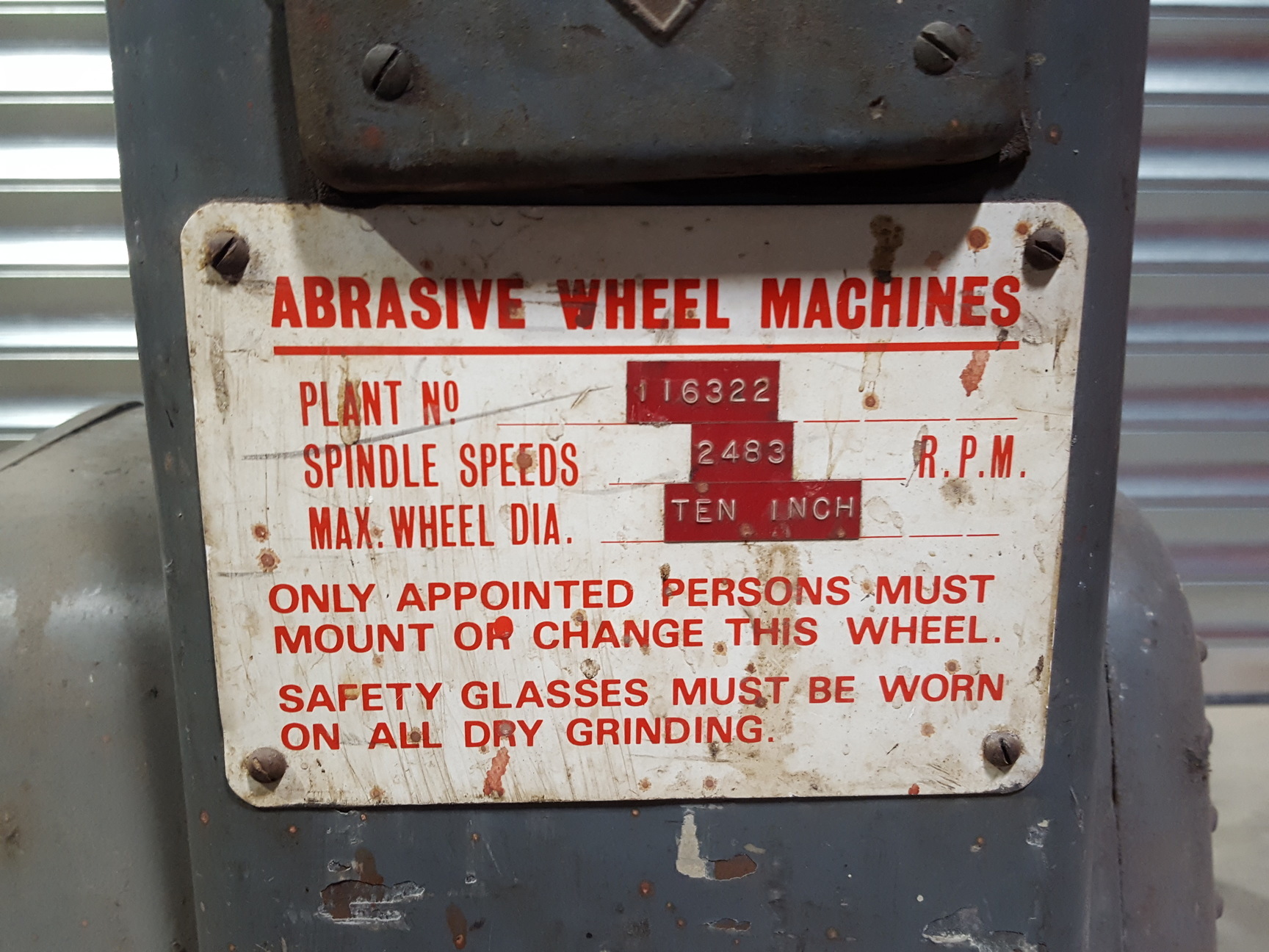Image of Union Jubilee 10” Pedestal Grinder / Abrasive Wheel Machine 2483rpm 