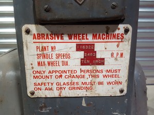 Thumbnail image of Union Jubilee 10” Pedestal Grinder / Abrasive Wheel Machine 2483rpm 