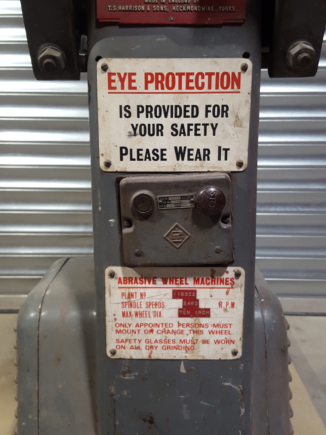 Image of Union Jubilee 10” Pedestal Grinder / Abrasive Wheel Machine 2483rpm 