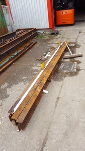Thumbnail image of Lot of 13 Mixed size Heavy Steel Structural Beams Columns RSJ
