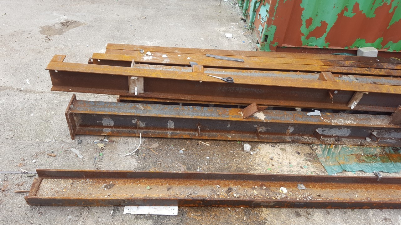 Image of Lot of 13 Mixed size Heavy Steel Structural Beams Columns RSJ