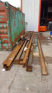 Thumbnail image of Lot of 13 Mixed size Heavy Steel Structural Beams Columns RSJ