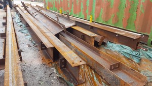 Thumbnail image of Lot of 13 Mixed size Heavy Steel Structural Beams Columns RSJ