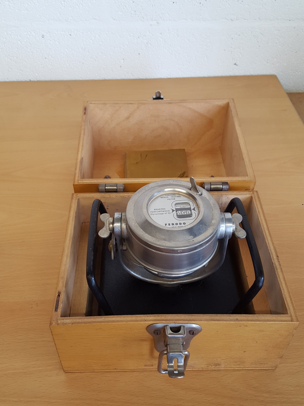 Image of Vintage Ferodo Brake Testing Meter with Floor Mounting Block Tapley Meters Ltd