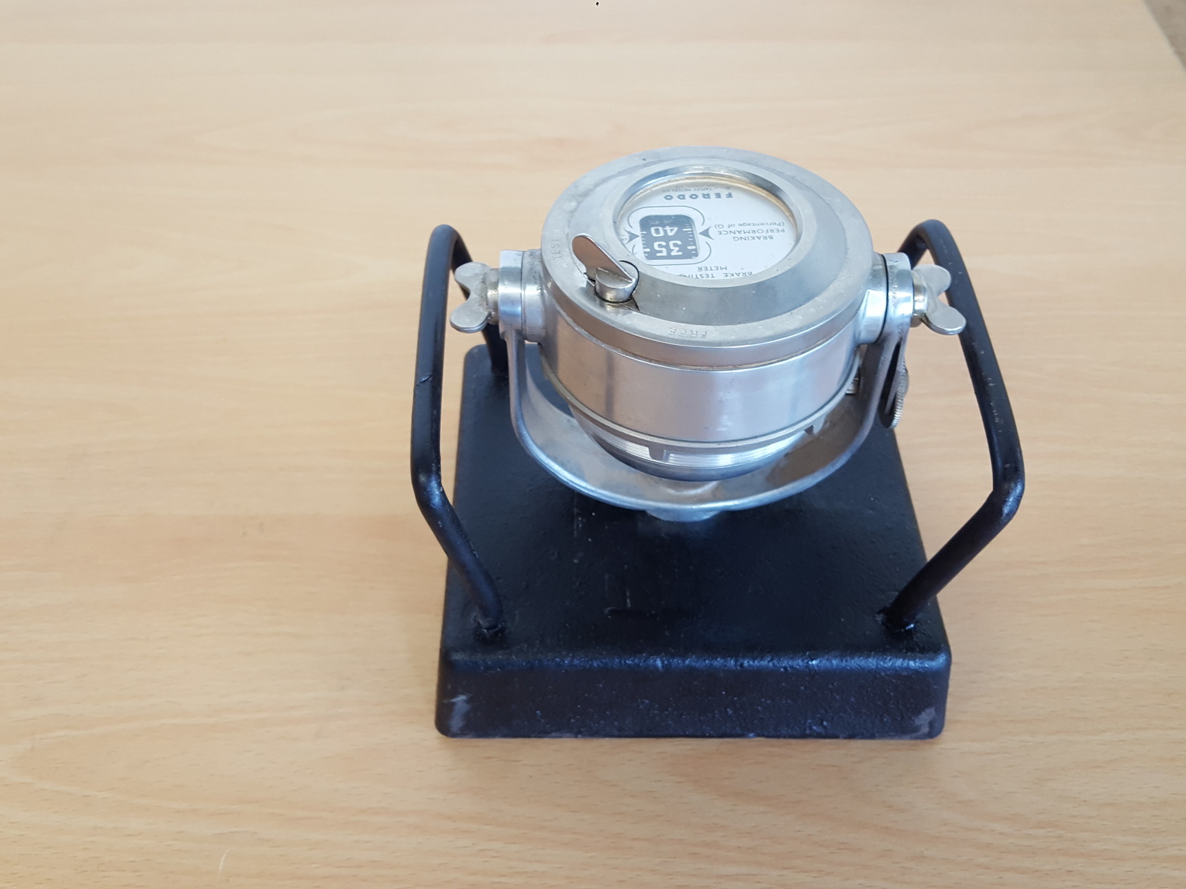 Image of Vintage Ferodo Brake Testing Meter with Floor Mounting Block Tapley Meters Ltd