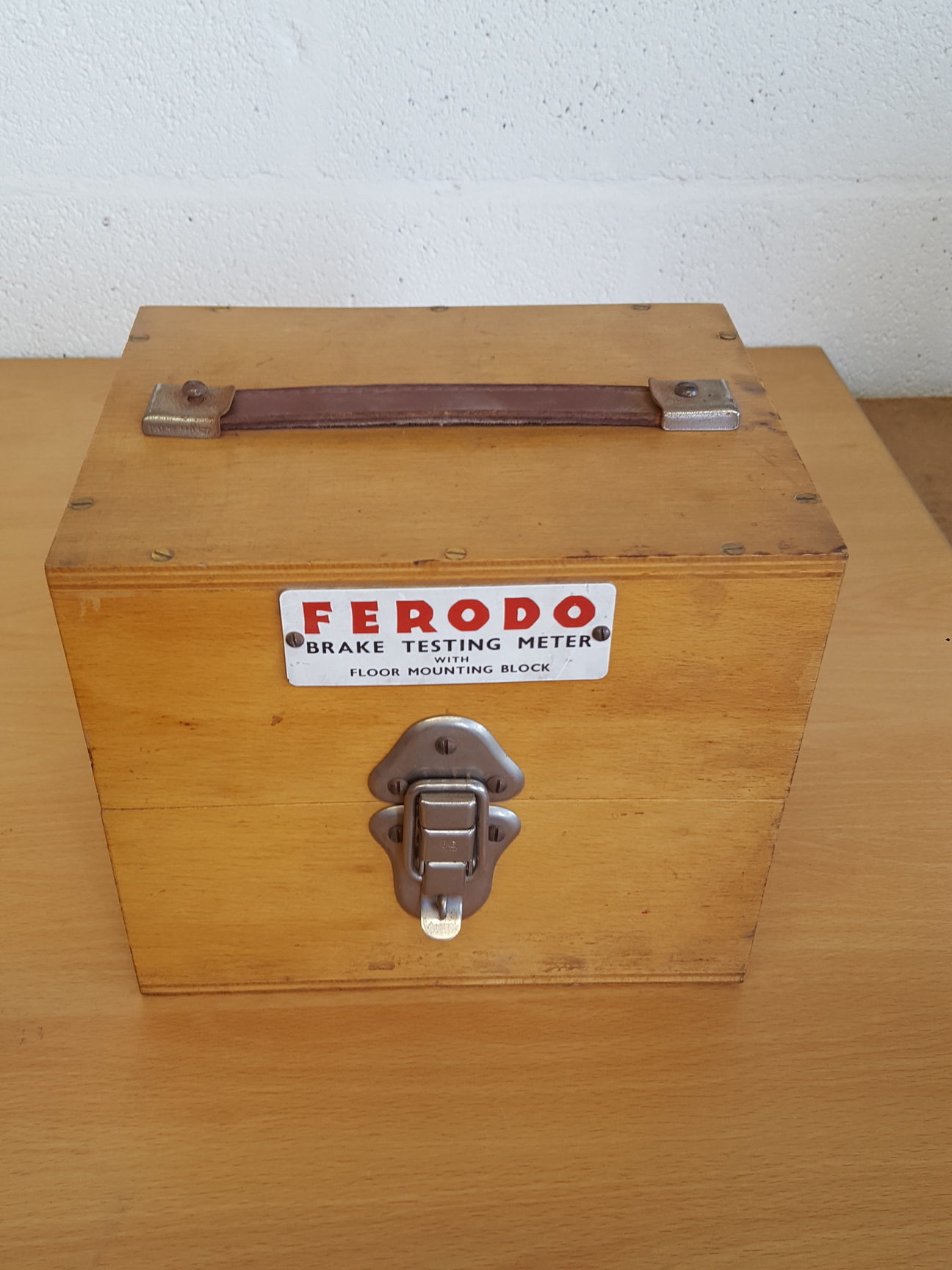 Image of Vintage Ferodo Brake Testing Meter with Floor Mounting Block Tapley Meters Ltd