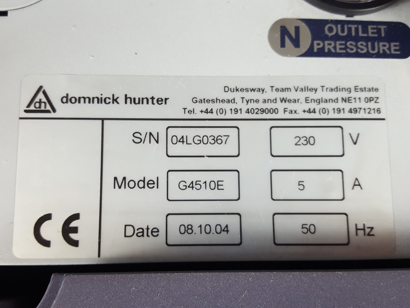 Image of Domnick Hunter Nitrogen Generator G4510E Lab