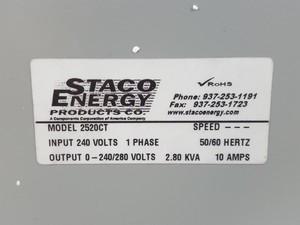 Thumbnail image of Staco Energy Variable Output Transformer Model 2520CT Lab