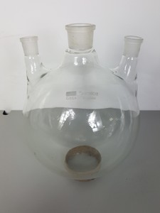 Thumbnail image of Borosil 5000ml Three-Vertical Neck Round Bottom Glass Flask No. 4260 Lab