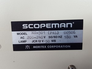 Thumbnail image of Moritex Scopeman MS-501 Visual Screen Video 8 Fiber Microscope Inspection Lab