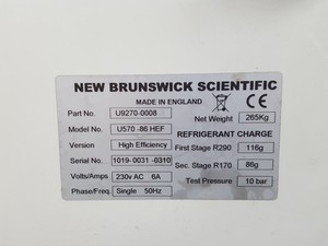 Thumbnail image of New Brunswick Scientific Innova U570 Ultra Low Temp Freezer Spares or Repairs 
