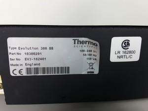 Thumbnail image of Thermo Scientific Evolution 300 BB UV-VIS Spectrophotometer Part no 10300201 Lab
