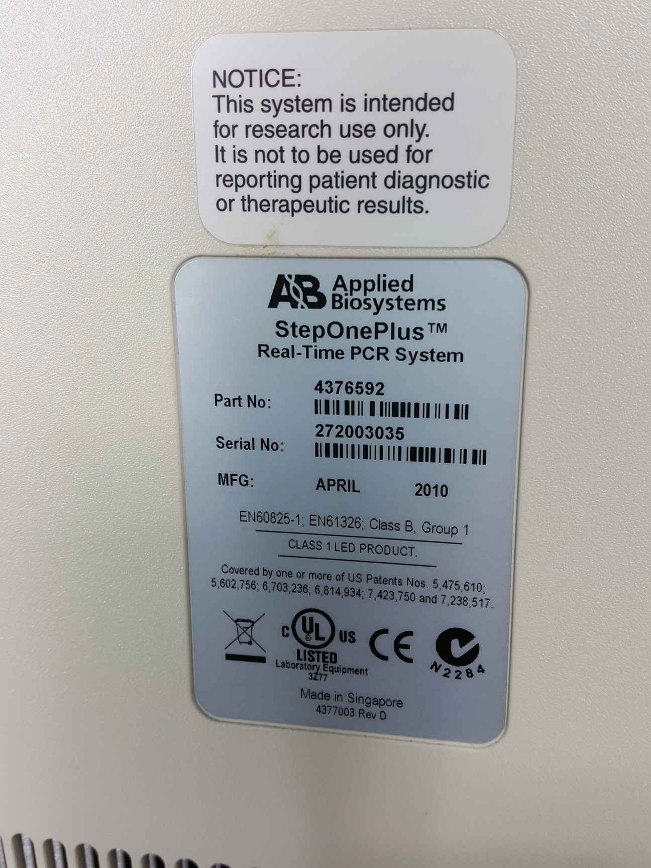 Image of APPLIED BIOSYSTEMS StepOnePlus Real-Time PCR. 4376592 Lab Spares / Repairs
