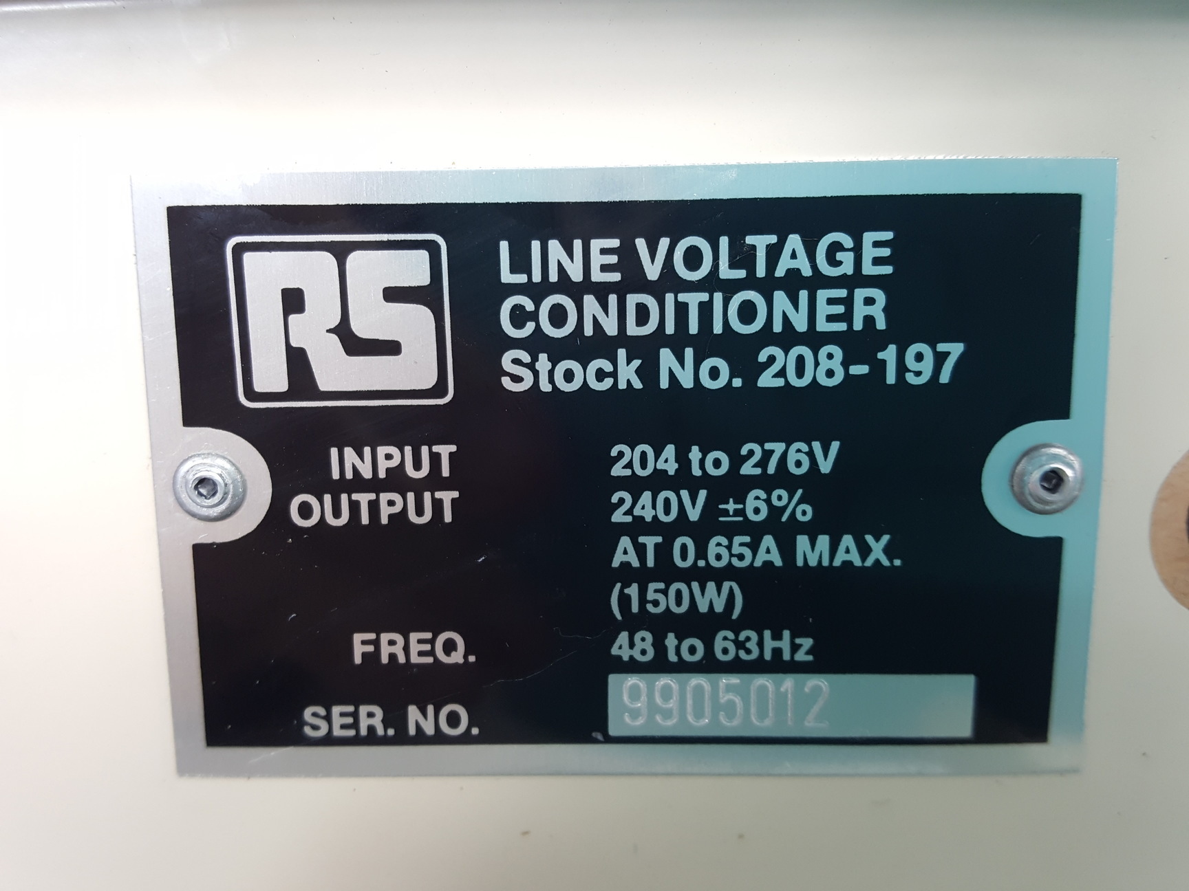 Image of RS Line Voltage Conditioner Stock no. 208-197 Lab