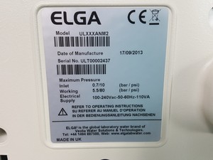 Thumbnail image of ELGA PURELAB ULTRA Water Purification system & ELGA 75L Reservoir w/ Accessories